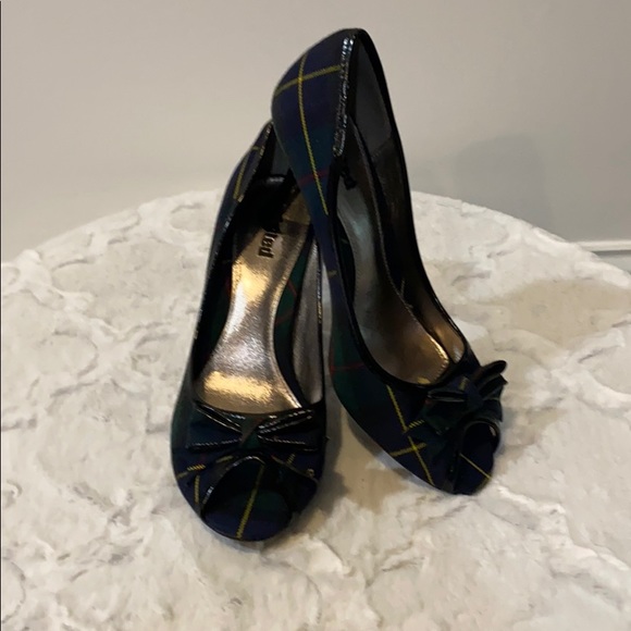 Plaid Bow Peep Toe Shoes - Picture 4 of 5